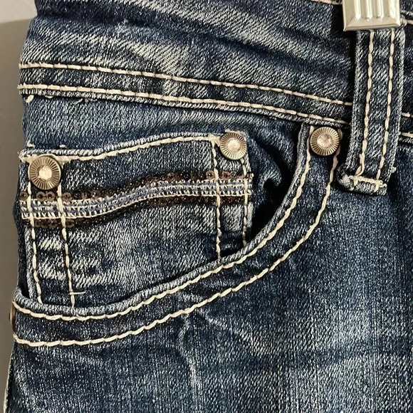 ZCO jeans ladies size 11 flared dark wash embellished pockets - Picture 2 of 8